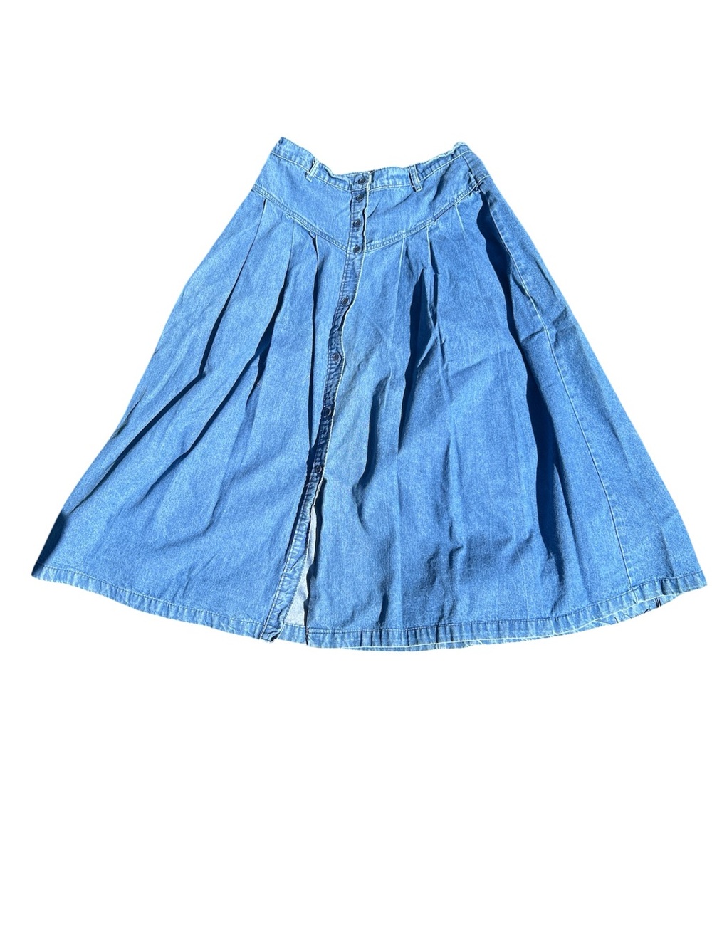 Vintage Brittania Blue Denim Button-Front yoked Women's Skirt